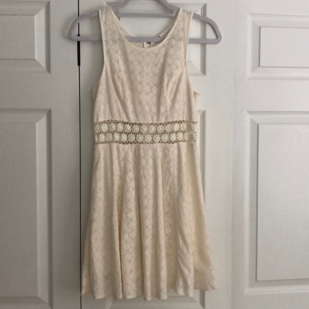 Free People White Knit Crochet Dress